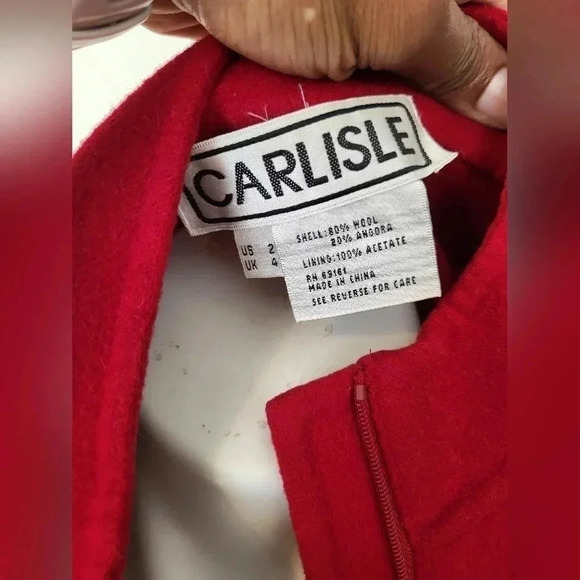 CARLISLE Wool/Angora Blend Full Double Zipper Red Jacket/ Blazer(2) - Picture 9 of 11
